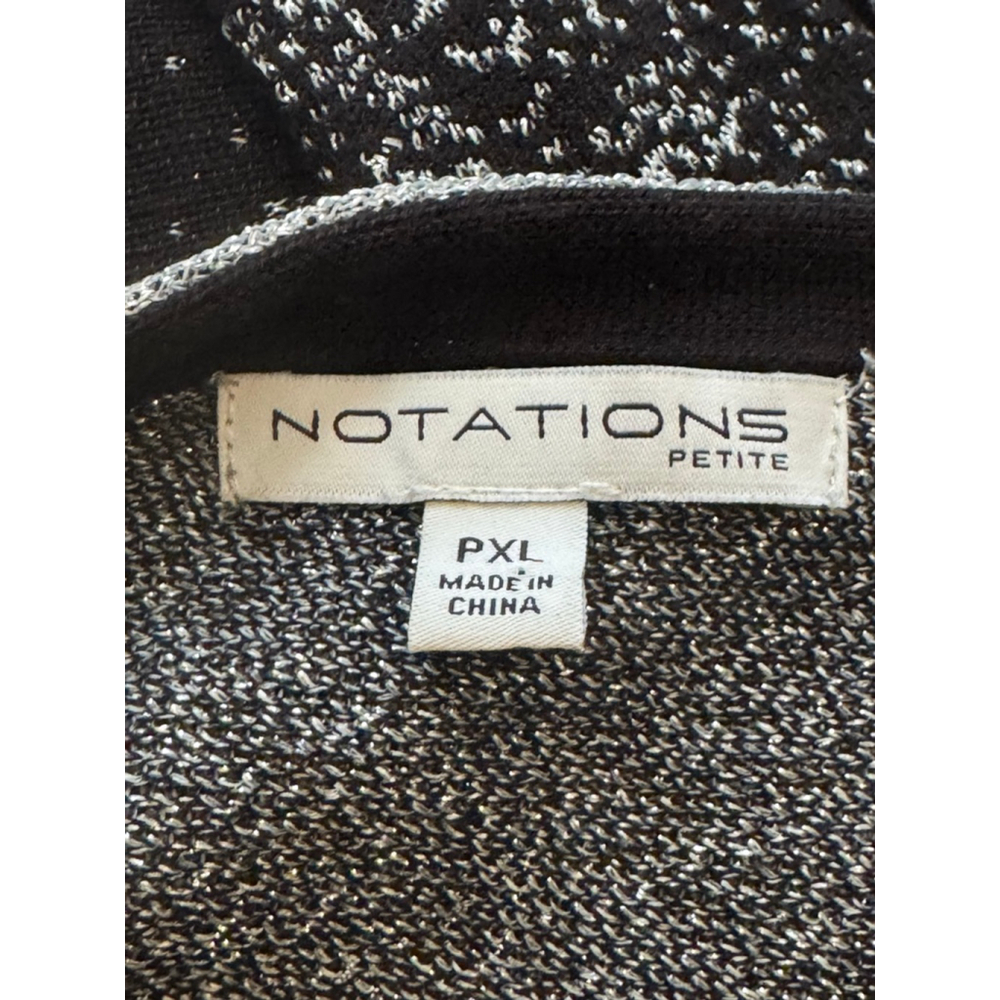 Women's NOTATIONS Petite PXL Black Silver Ombre V-Neck Sweater - Picture 3 of 4